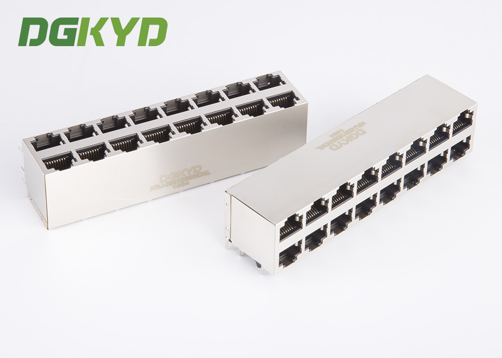 Buy cheap Shield 2X8 Port Stacked RJ45 Multiple Port Connectors Combo Dual Deck 16 Ports Ethernet Scoket from wholesalers