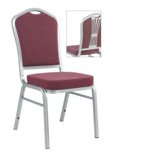 Buy cheap stackable silver tube and purple fabric church chair with handle from wholesalers