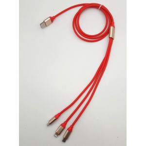 1.2 M 3 in1 Multi-Function Durable TPE Micro USB Type C charging Cable Cord For