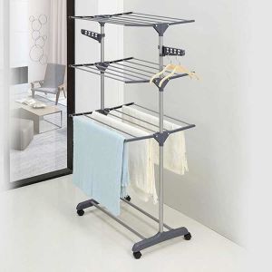 Buy cheap 3 Tier Foldable Laundry Rack Movable With Wheels And Hooks from wholesalers