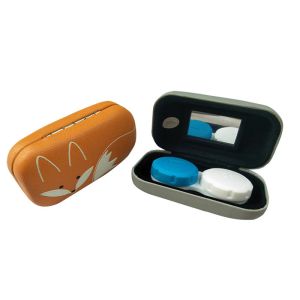 Leather Cute Portable Contact Lenses Case with stylish holder & mirror | various
