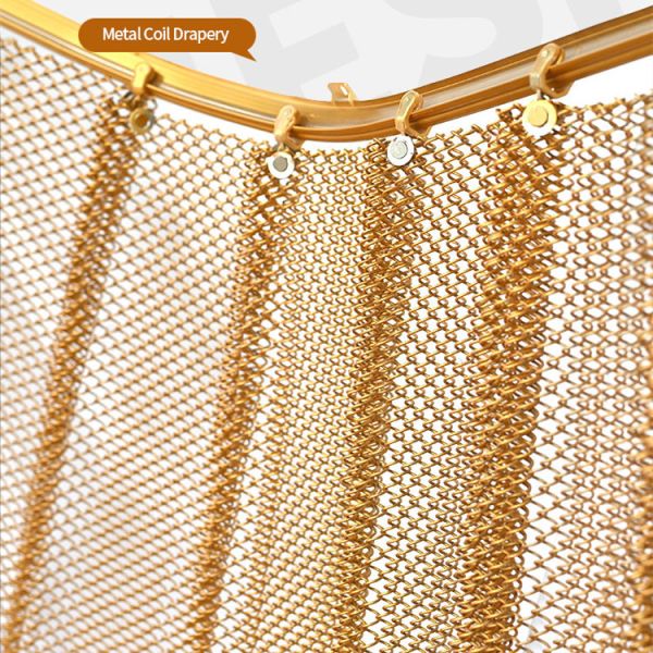 Quality Installation System Metal Coil Mesh Ceiling Drapery for sale