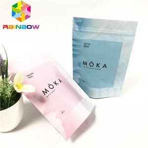 Body scrub stand up pouch reusable packaging bag with tear notches customized