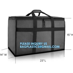 Insulated Food Delivery Bag with Cup Holders/Drink Carriers Premium XXL, Great