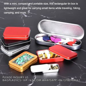 Metal Stationery Box Pencil Case Empty Hinged Tin Box Silver Pen Holders