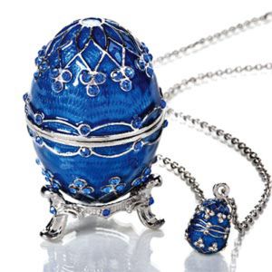 Buy cheap Decorative Earring Ring Trinket Box Holder Box Hand Enamel Easter Egg jewelry box Style Hinged Jewelry for Home Ornament from wholesalers