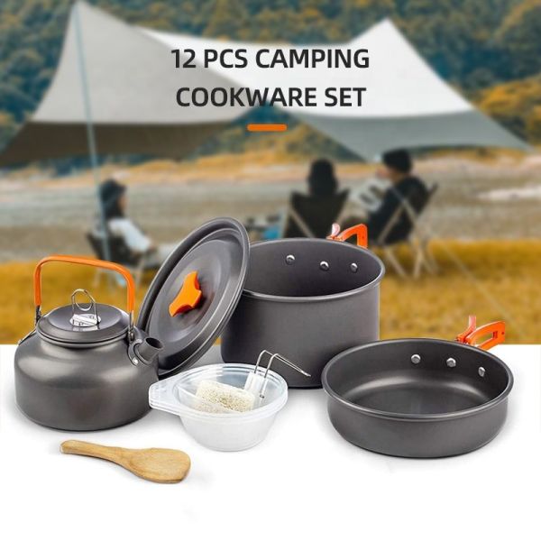 Buy cheap Factory Wholesale Multi-Color Outdoor Cooking Pot Set Durable Ware Tea Pot And Pan Camping Cookware Sets from wholesalers