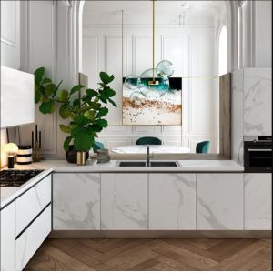 Buy cheap Melamine Finish Modern Modular Kitchen Cabinet L Shape Design from wholesalers