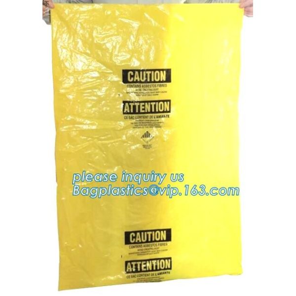 Quality Yellow Asbestos Disposal Removal and Burial Bags, manufacturer supply Customize yellow color plastic Bag for packing asb for sale