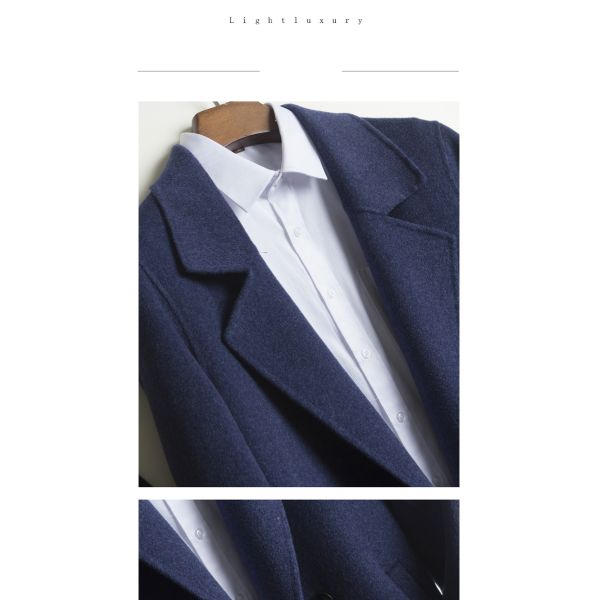 British Style Plain Autumn Winter Trench Overcoat Regular Fit in Canvas Fabric