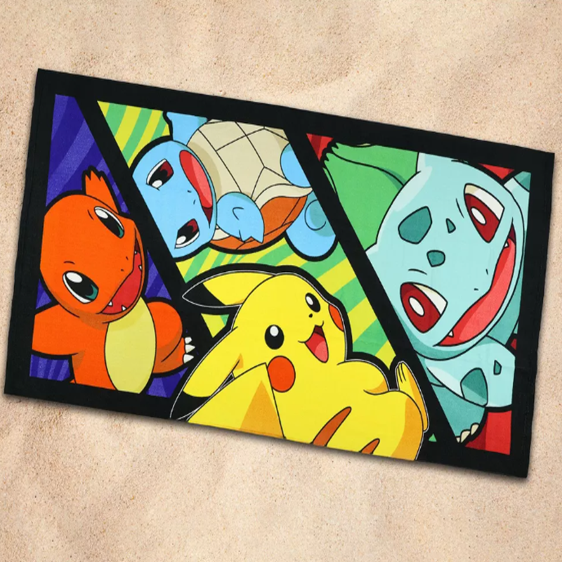 Vibrant Pokémon Beach Towel with Soft Lightweight Polyester and Customizable