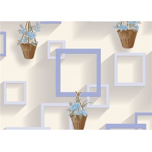 3D Moisture-Proof Non-Woven Home Wallpaper With Basket Of Flowers And Square