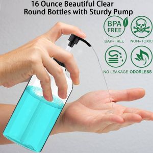 16OZ/500ml Empty Plastic Pump Bottles Dispense Durable Refillable Containers