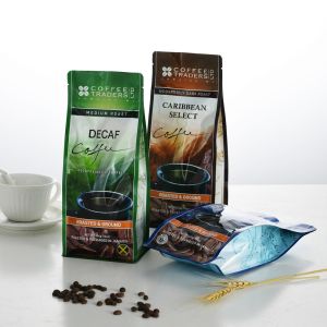 China Aluminum foil 12oz coffee bean packaging bags with degrassing valve on sale