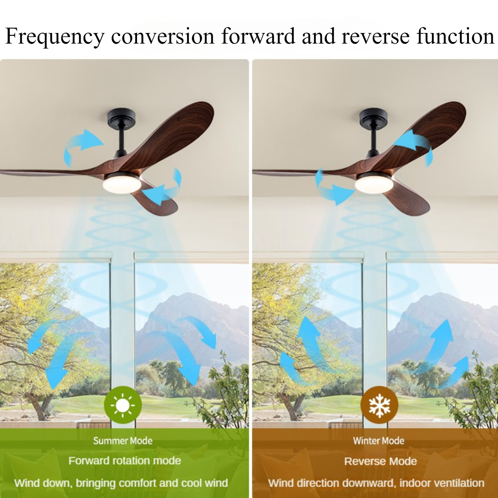 Buy cheap Wholesale factory Model 666 52 Inch Ceiling Fan for Living Room Solid Wood Blade BLDC Motor Walnut Ceiling Fan with Light from wholesalers