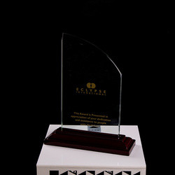 Buy cheap Customized shape laser engraving logo foil gold silver wooden base trophy from wholesalers