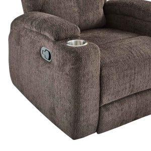 Buy cheap Recliner Chair with Stainless Steel Cup Holders, Dark Brown Fabric from wholesalers