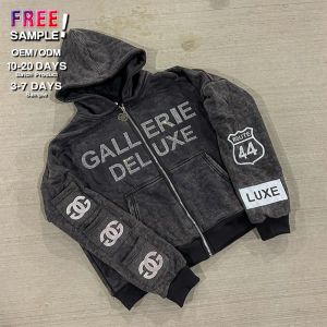 Buy cheap Clothing Manufacturers Custom Rhinestone Acid Washed Zip up Multiple Pockets product