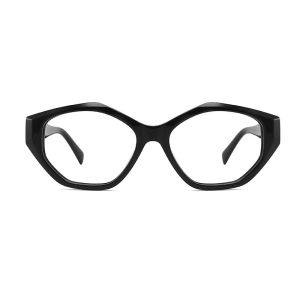 Black Irregular Acetate Frame Glasses Optical Transparent Lens