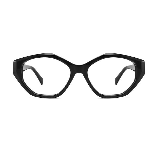 Buy cheap Black Irregular Acetate Frame Glasses Optical Transparent Lens from wholesalers