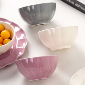 Buy cheap Porcelain 9 Inch Pumpkin Soup Bowl White Ceramic Salad Serving Bowl For Catering Needs from wholesalers