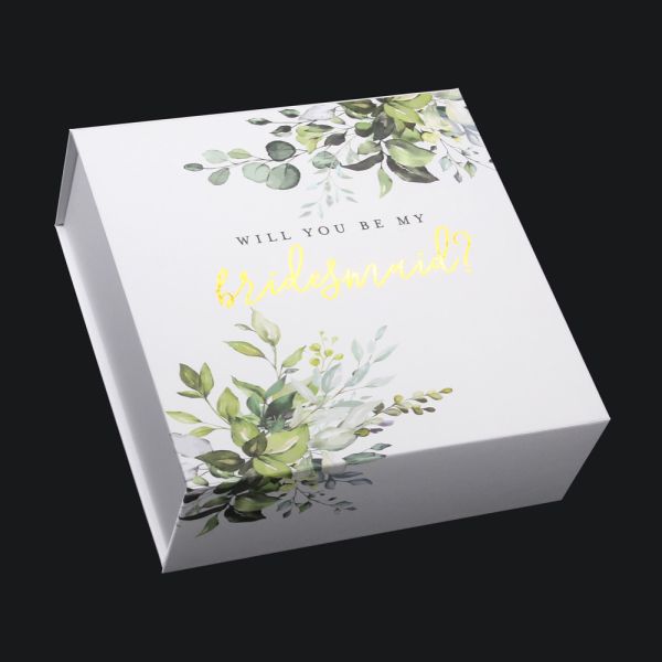 Custom Wedding Favour Invitations Bridal Bridesmaid Groomsmen Proposal Boxes Folding Magnetic Gift Box White Gold