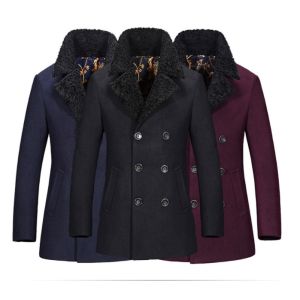 Buy cheap Regular Length Mens Wool Coat With Fur Collar , Mens Double Breasted Trench Coat from wholesalers
