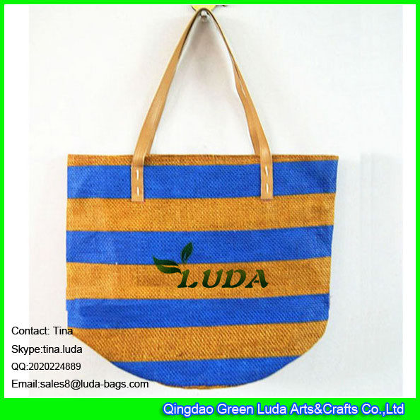 Quality LUDA summer fashion leather handles  cheap paper straw bag for sale