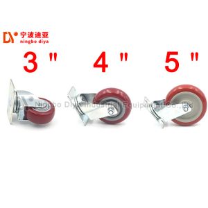 Transparent Red Caster Wheel , Polyurethane Flat Universal Light Duty Caster