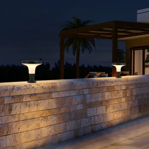 Wall Post Solar Pillar Light Stone Gate Bottom Bollard Yard Lawn