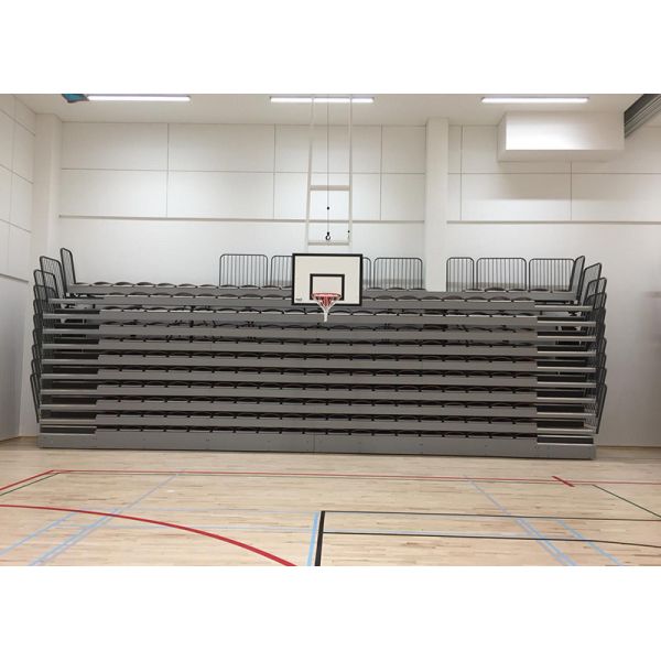 Wall Attached Unit Platfrom Retractable Bleacher Seating Solution For Indoor