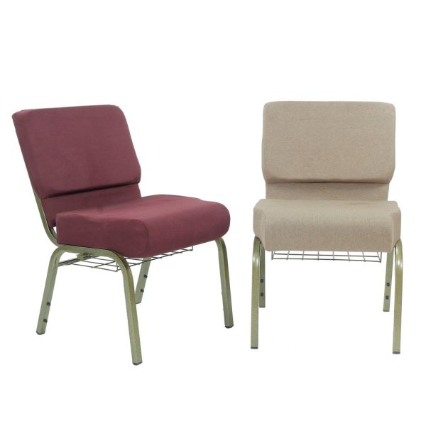 Quality Stackable Navy Blue Fabric Church Chairs with Metal Legs for sale