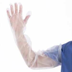 Buy cheap Plastic Disposable Protective Gloves PE Long Sleeve White from wholesalers