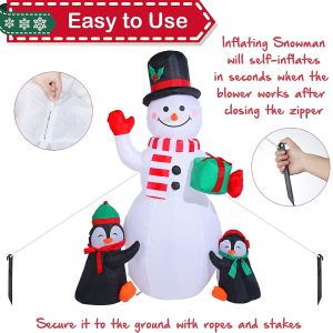 Buy cheap 6 Feet Christmas Inflatable Snowman and Penguins Colorful Rotating Led Lights Blow up Outdoor Yard Decoration from wholesalers