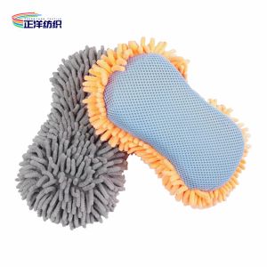 22x11x6.5cm 100g Microfiber Plush Chenille Mesh Air Cloth Car Buffing Sponge