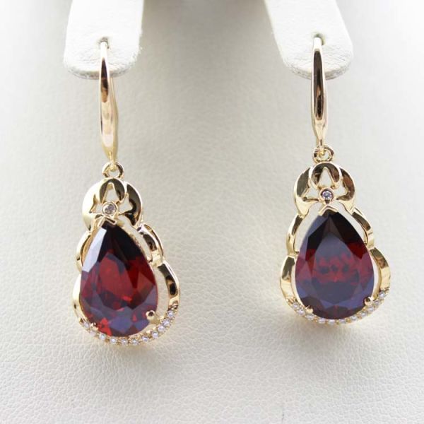 925 Silver Pear Shaped Yellow Citrine Cubic Zirconia Dangle Drop Earrings(PSJ04034)