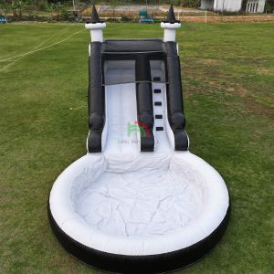 Water Slide Inflatable White And Black Waterslide Kids Slide With Bigger Water