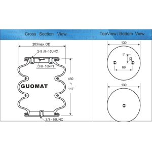 3.5 KG Triple Convoluted Air Spring Without Metal Parts 7X3 3B7X3 Air Spring