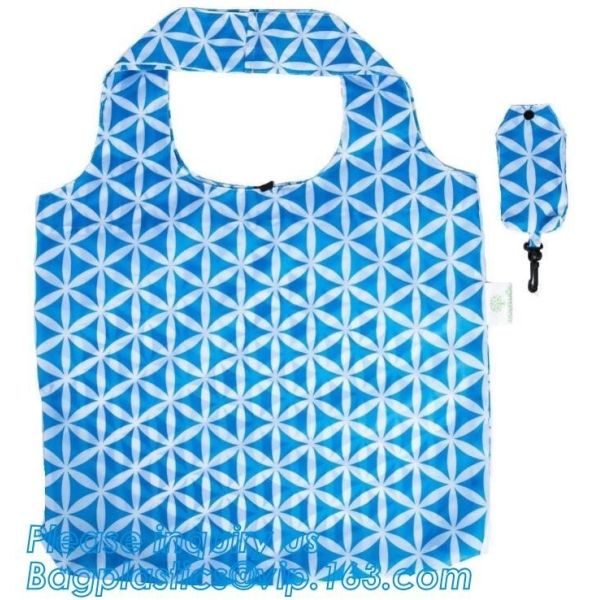 Quality Poly Folding Foldable Grocery Bag, Custom Nylon Reusable Foldable Shopping Bag,420D Polyester Gymsack Varsity Bag packag for sale