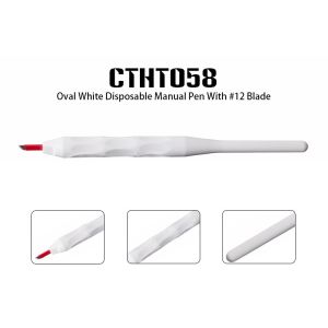 Oval White Single Use Disposable Microblading Pen With #12 Blade / Cosmetic