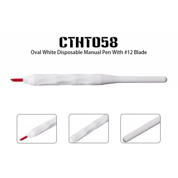 Buy cheap Oval White Single Use Disposable Microblading Pen With #12 Blade / Cosmetic Tattoo Strokes Pen from wholesalers