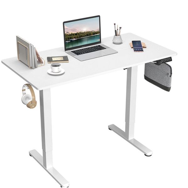 Custom Mechanical Electric Wooden White Sit Standing Desk for Office and Coffee