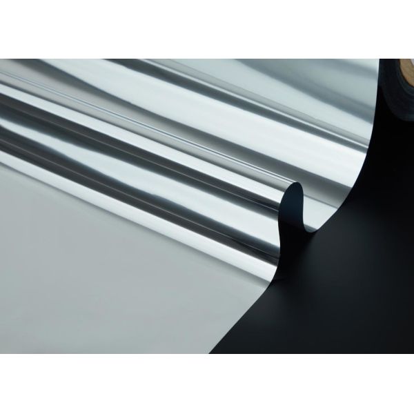 Quality 3000m Heavy-Duty Roll of Ultra-Printable VMPET Film 12μm Advanced Silver Metallic Coating 97% Reflective Radiant Barrier for sale
