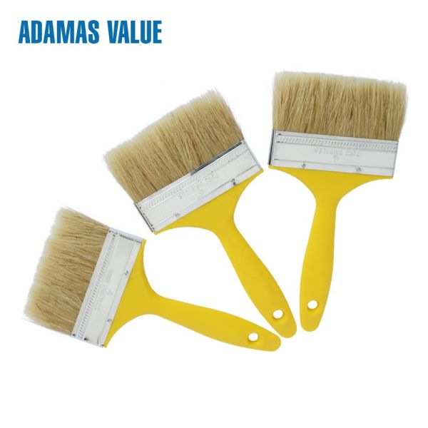 Quality 38-44mm Length Natural Paint Brush , Yellow Handle Pure Bristle Paint Brush for sale