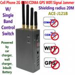 Buy cheap 4 Antenna Handheld Cell Phone 2G GSM GPS WIFI Signal Jammer Blocker W/ Single Band Switch from wholesalers