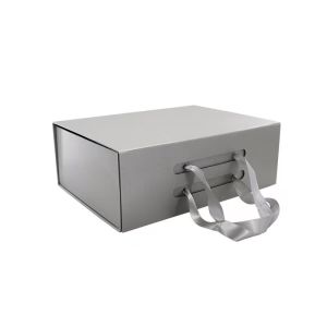 Buy cheap Silver Grey Luxury Folding Gift Boxes Oem Small Cardboard Gift Box With Long Strip from wholesalers