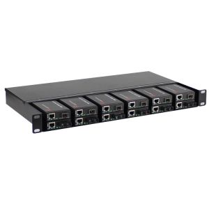 Buy cheap 1U 12 Slots 10/100M And 10/100/1000M Mini Media Converter Chassis With Dual Power AC 220V from wholesalers
