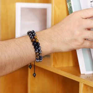 Buy cheap Adjustable Double Layer Handmade Triple Stone Braided Rope Healing Bracelet from wholesalers