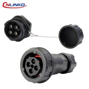 Buy cheap Cnlinko DL-28 IP68 Plastic Metal 50A 500V AC Power Connector 3 Pin Circular Waterproof Connectors from wholesalers