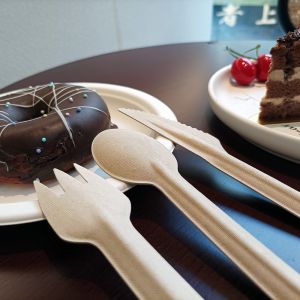 Buy cheap Compostable Disposable Bagasse Paper Party Cutlery Set from wholesalers